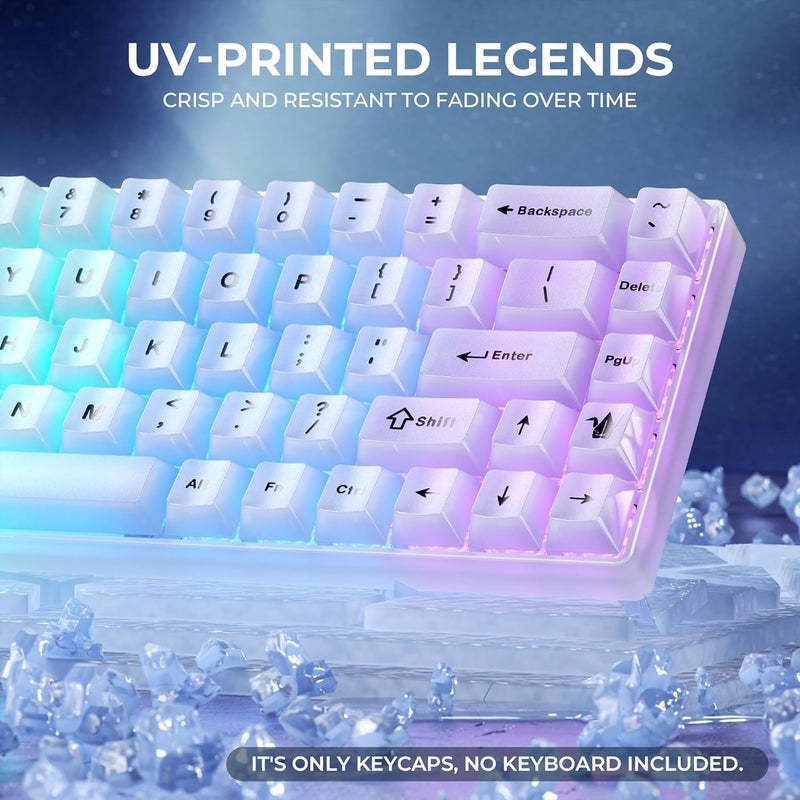 HITIME أغطية مفاتيح XVX بيضاء، أغطية جلي م透明ة 60 65 75 100 بالمئة، مجموعة أغطية مفاتيح مخصصة شفافة لطيفة 124 مفتاح لأجهزة الكمبيوتر الميكانيكية للألعاب (بروفايل شيري) - Image 4